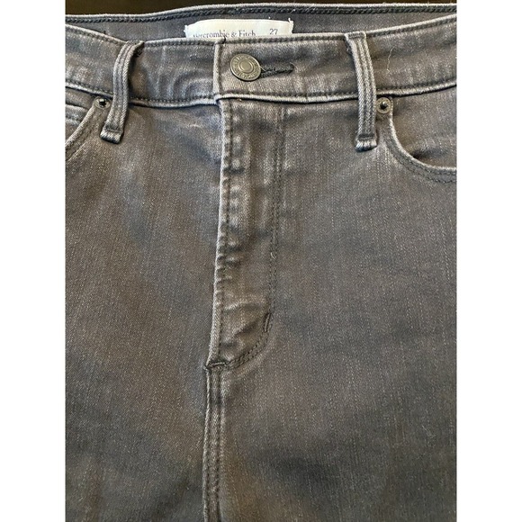 NEW Abercrombie & Fitch Super Skinny Ankle High Rise Jean 27 4L‎ Black Raw Ankle - Picture 5 of 9